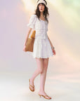 Embroidered Square-Neck Top