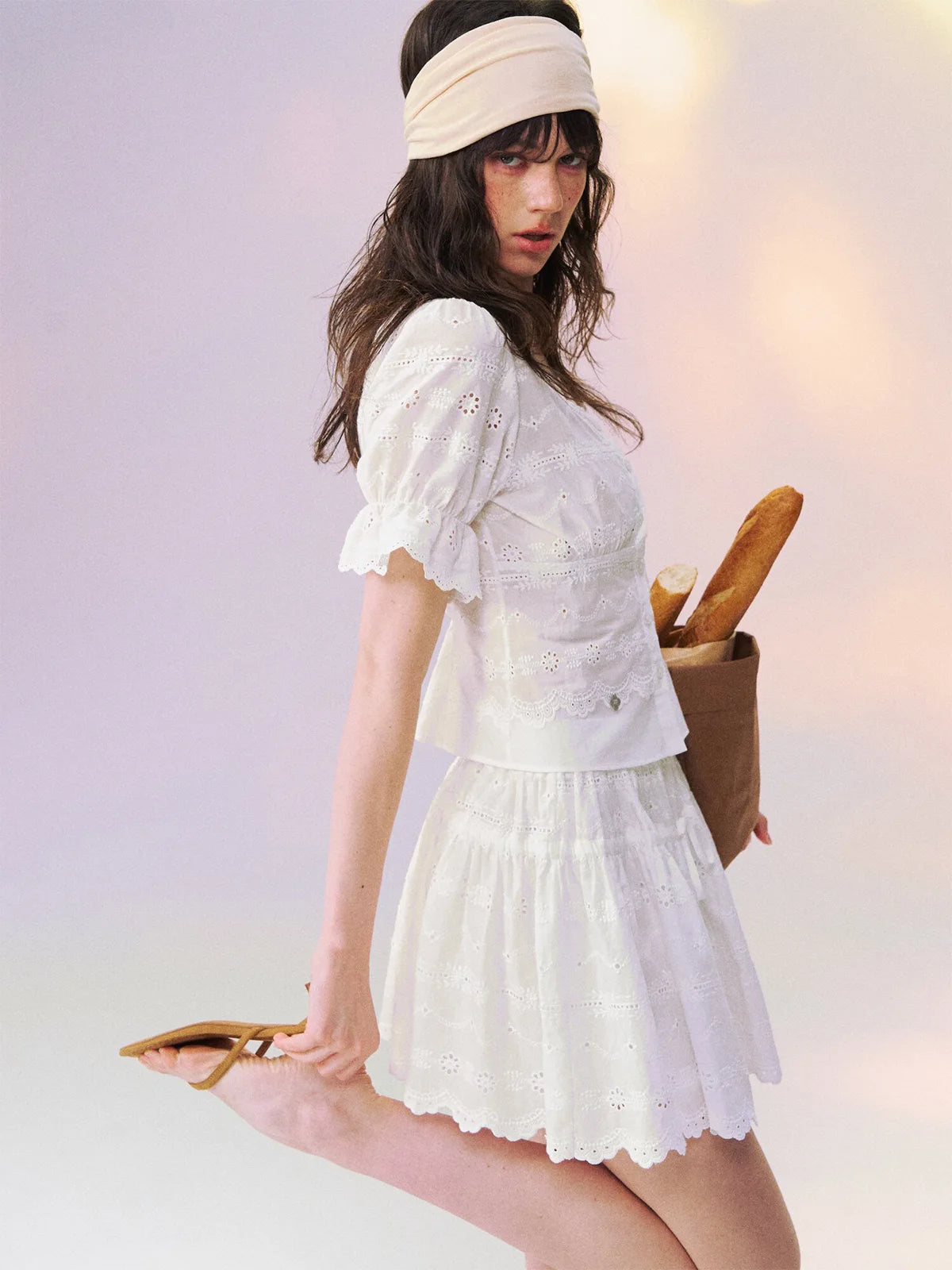 Embroidered Square-Neck Top