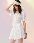 Embroidered Square-Neck Top in White ¡ª view 4