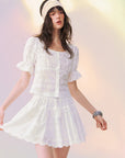 Embroidered Square-Neck Top