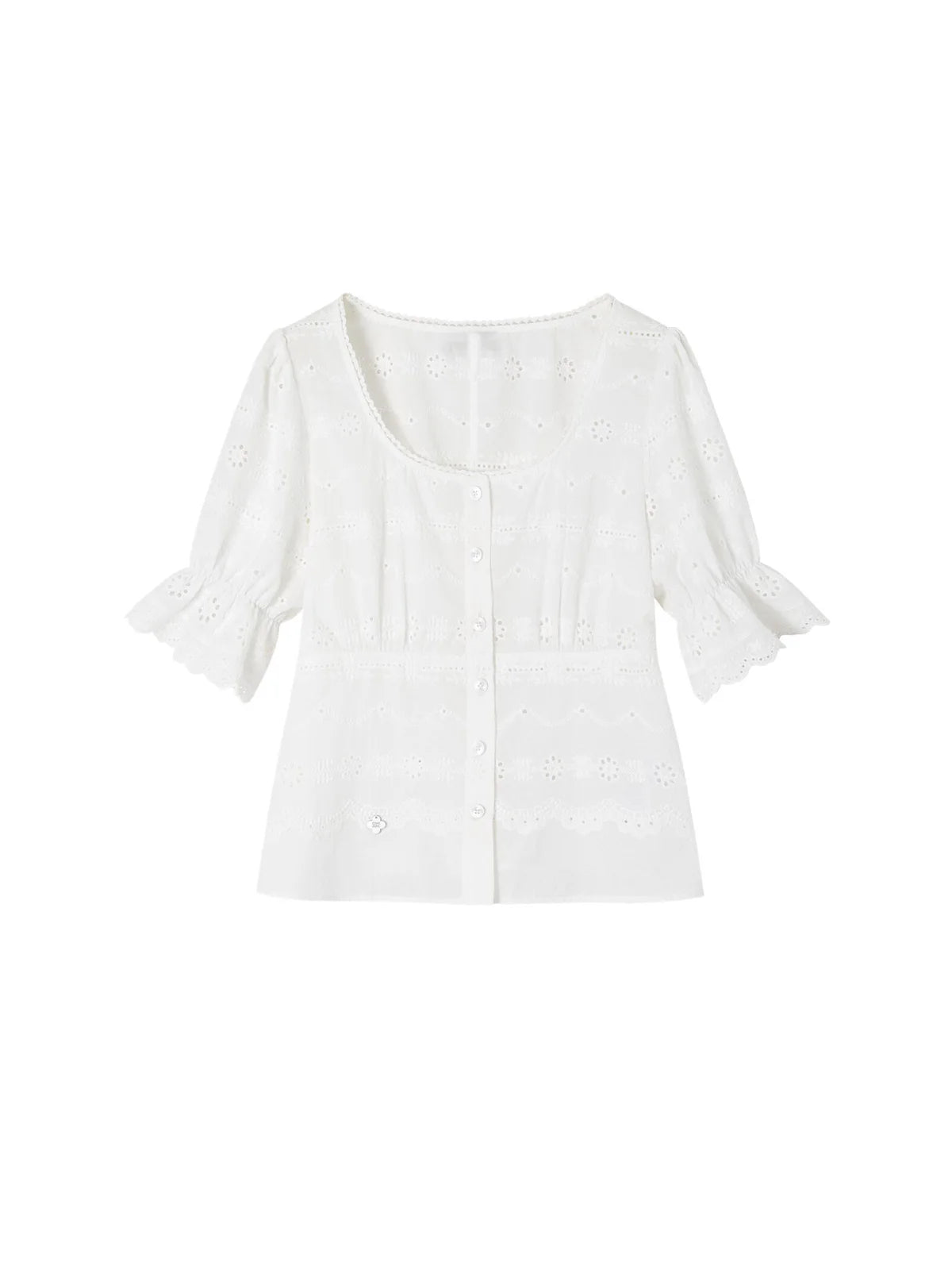 Embroidered Square-Neck Top