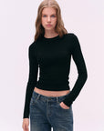 Fitted Crewneck Long-Sleeve Tee
