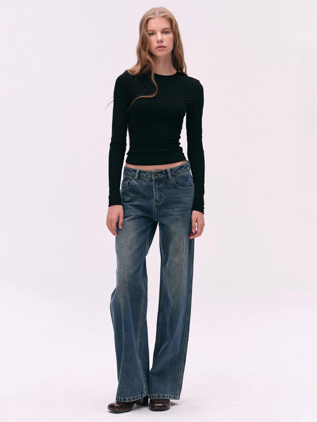 Fitted Crewneck Long-Sleeve Tee