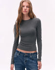 Fitted Crewneck Long-Sleeve Tee