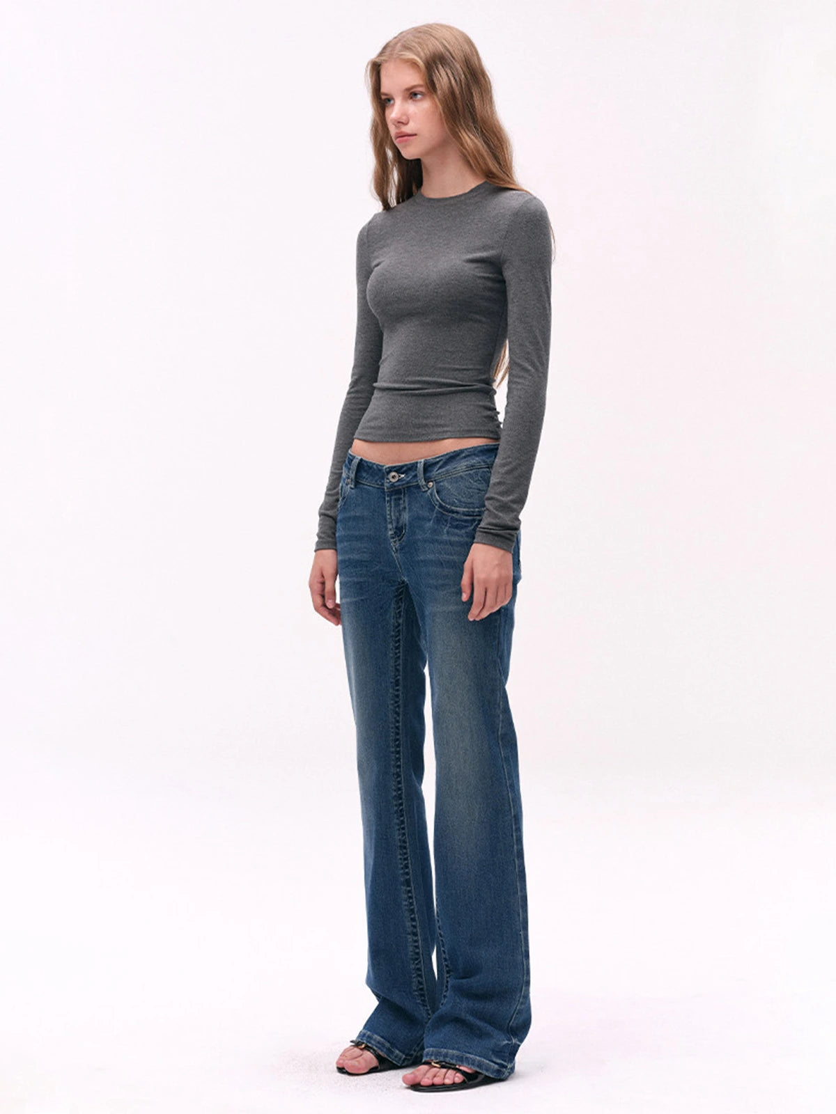 Fitted Crewneck Long-Sleeve Tee