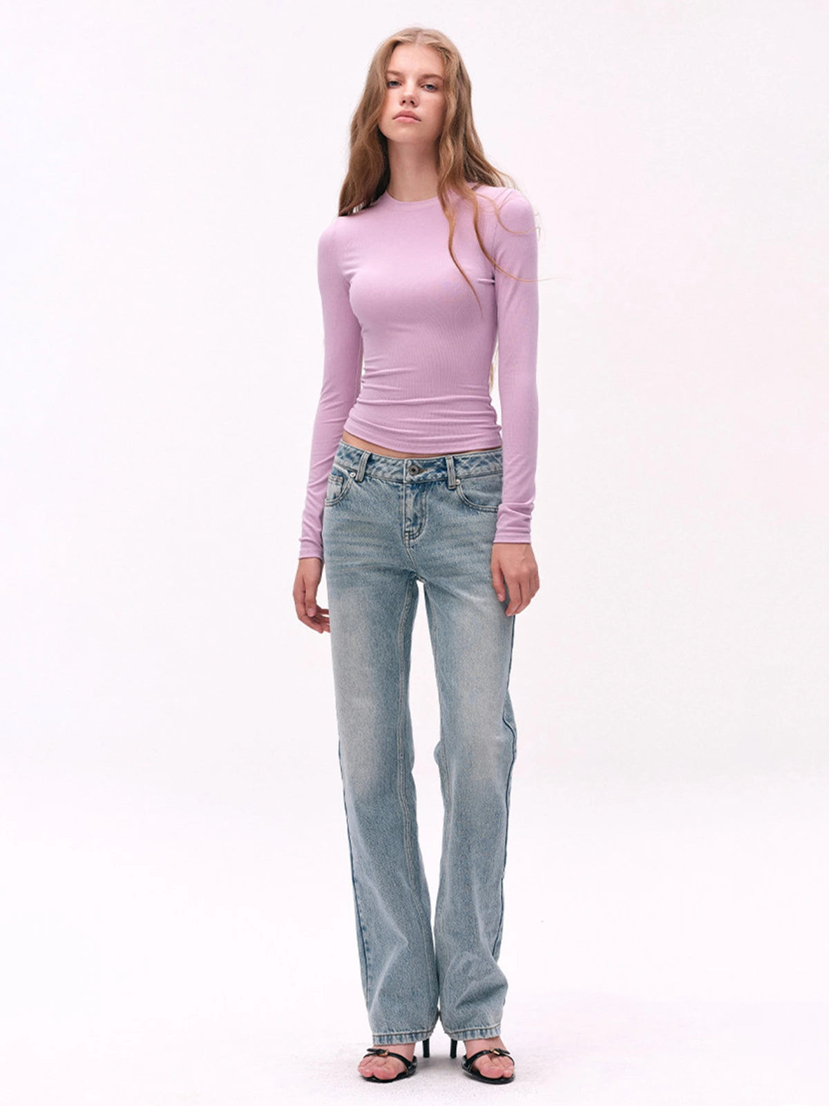 Fitted Crewneck Long-Sleeve Tee