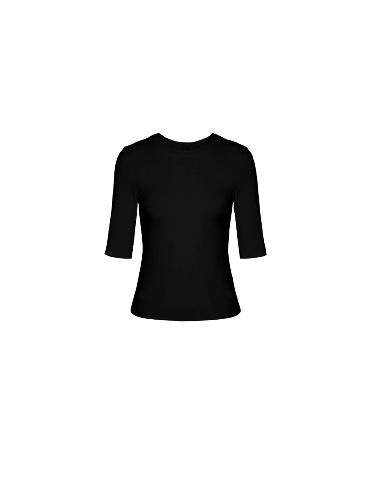 Fitted Elbow-Sleeve Crewneck Top