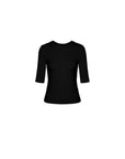 Fitted Elbow-Sleeve Crewneck Top