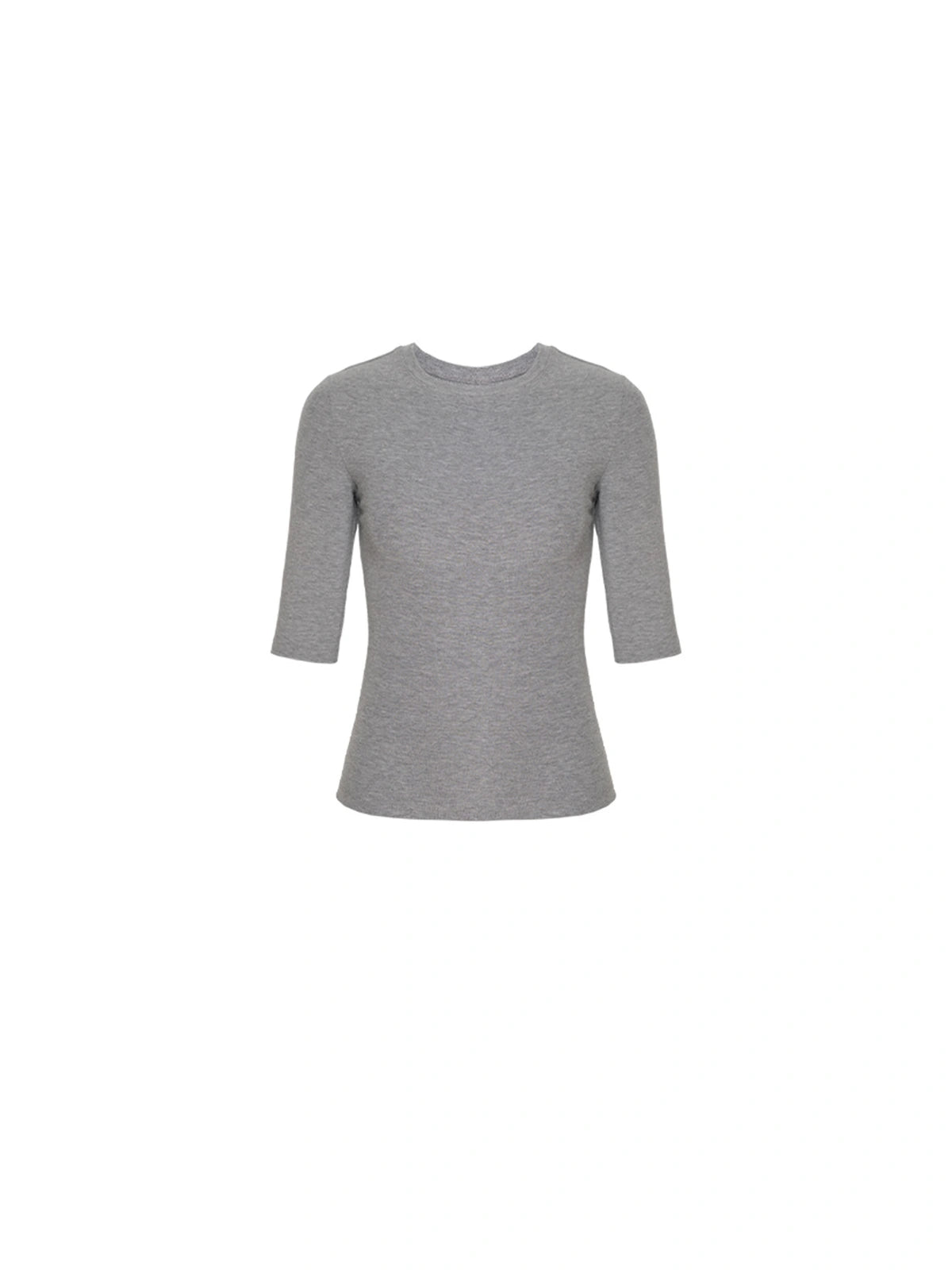 Fitted Elbow-Sleeve Crewneck Top