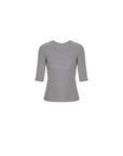 Fitted Elbow-Sleeve Crewneck Top