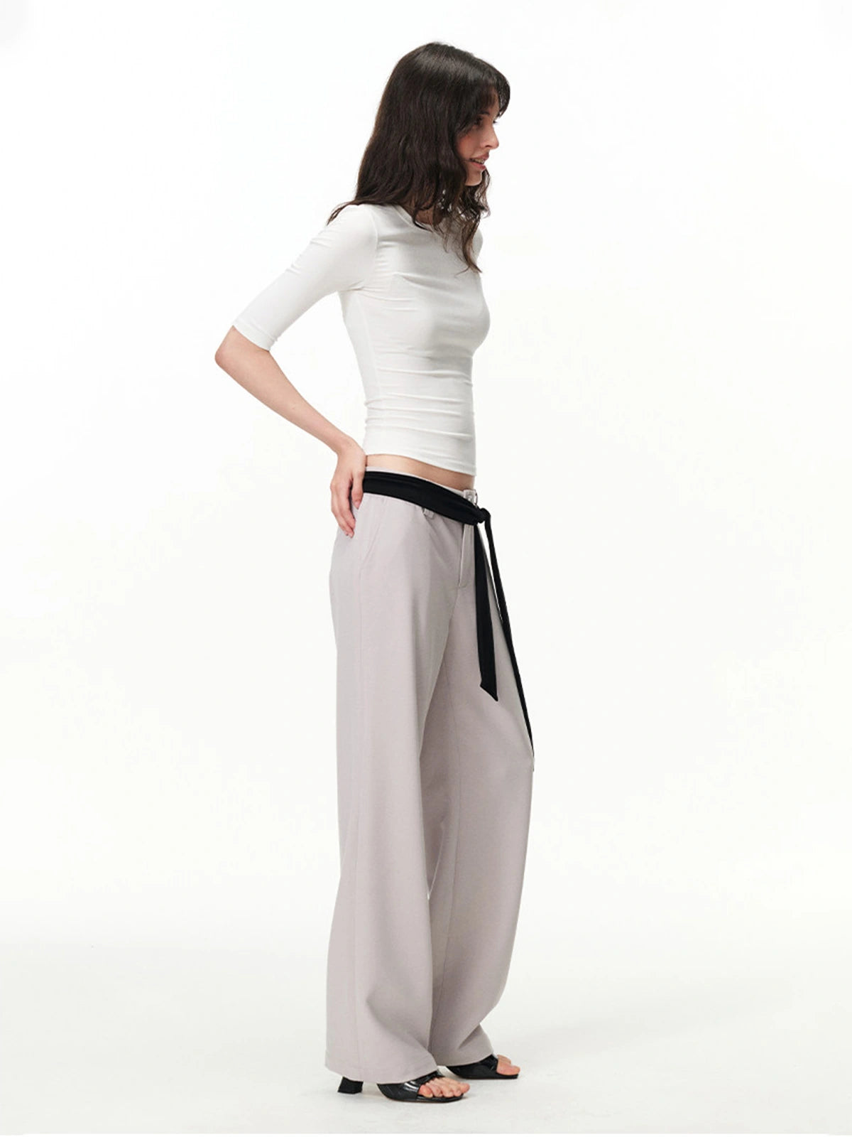 Fitted Elbow-Sleeve Crewneck Top