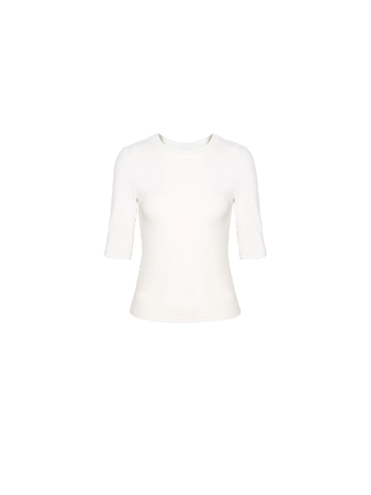 Fitted Elbow-Sleeve Crewneck Top