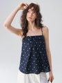 Square-Neck Floral Bow Cami in Navy a?? view 4