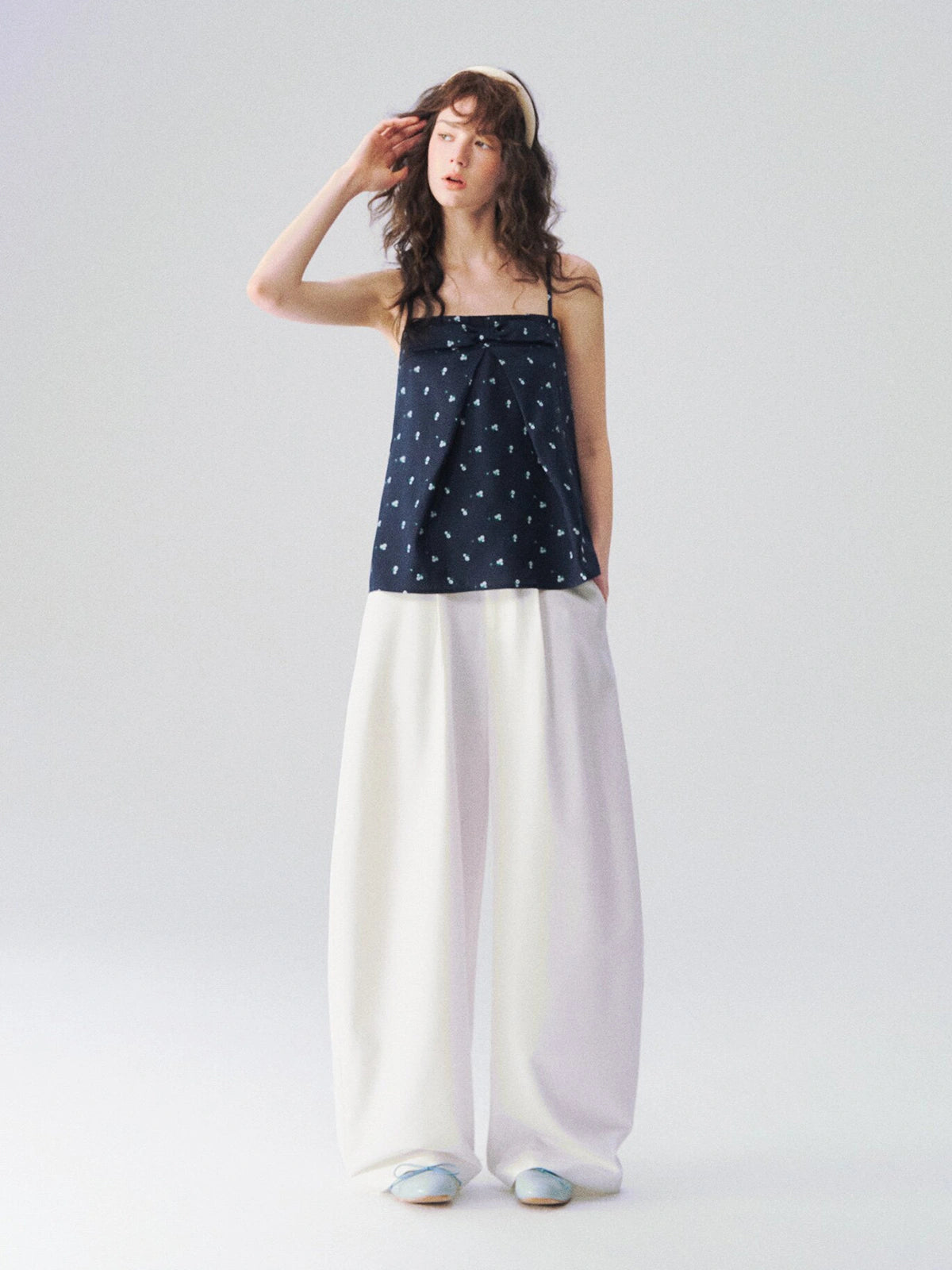 Square-Neck Floral Bow Cami