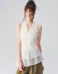 Floral Lace V-Neck Peplum Top