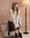Floral Ruffle-Trim Cardigan