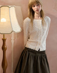 Floral Ruffle-Trim Cardigan