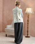 Floral Stand-Collar Zip Vest