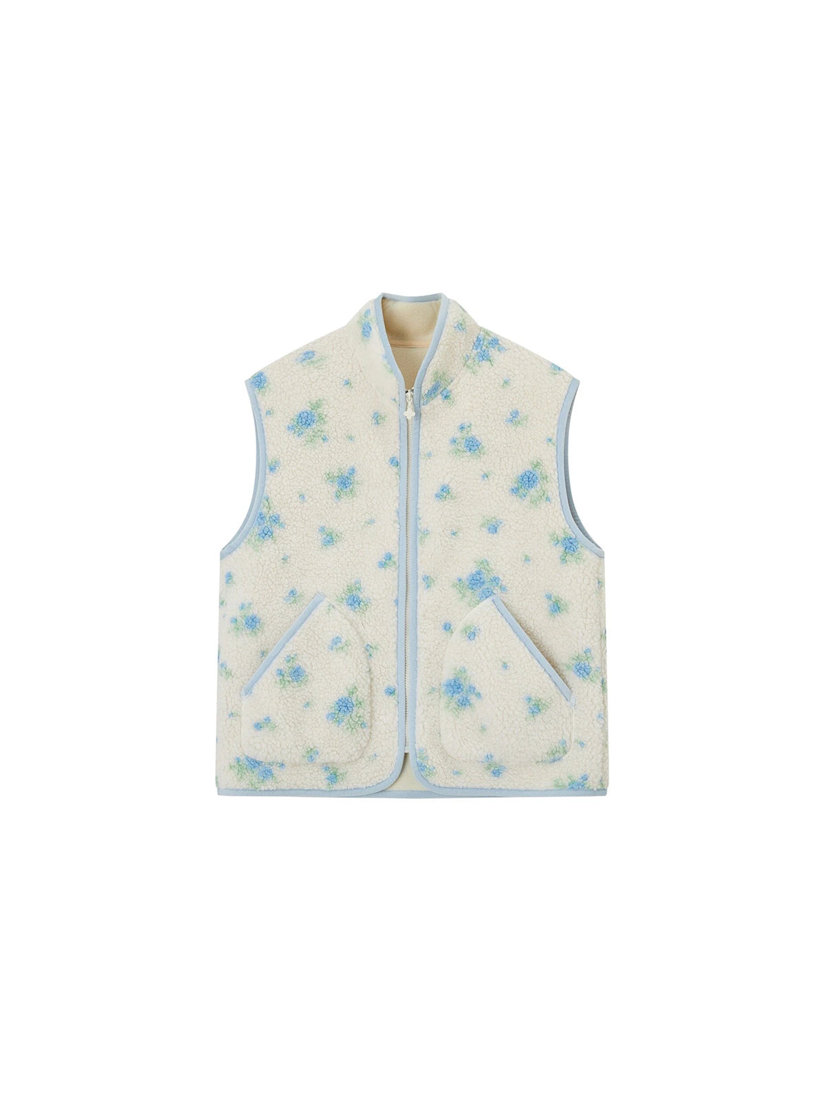 Floral Stand-Collar Zip Vest