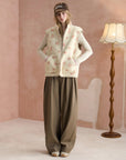 Floral Stand-Collar Zip Vest