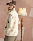 Floral Stand-Collar Zip Vest