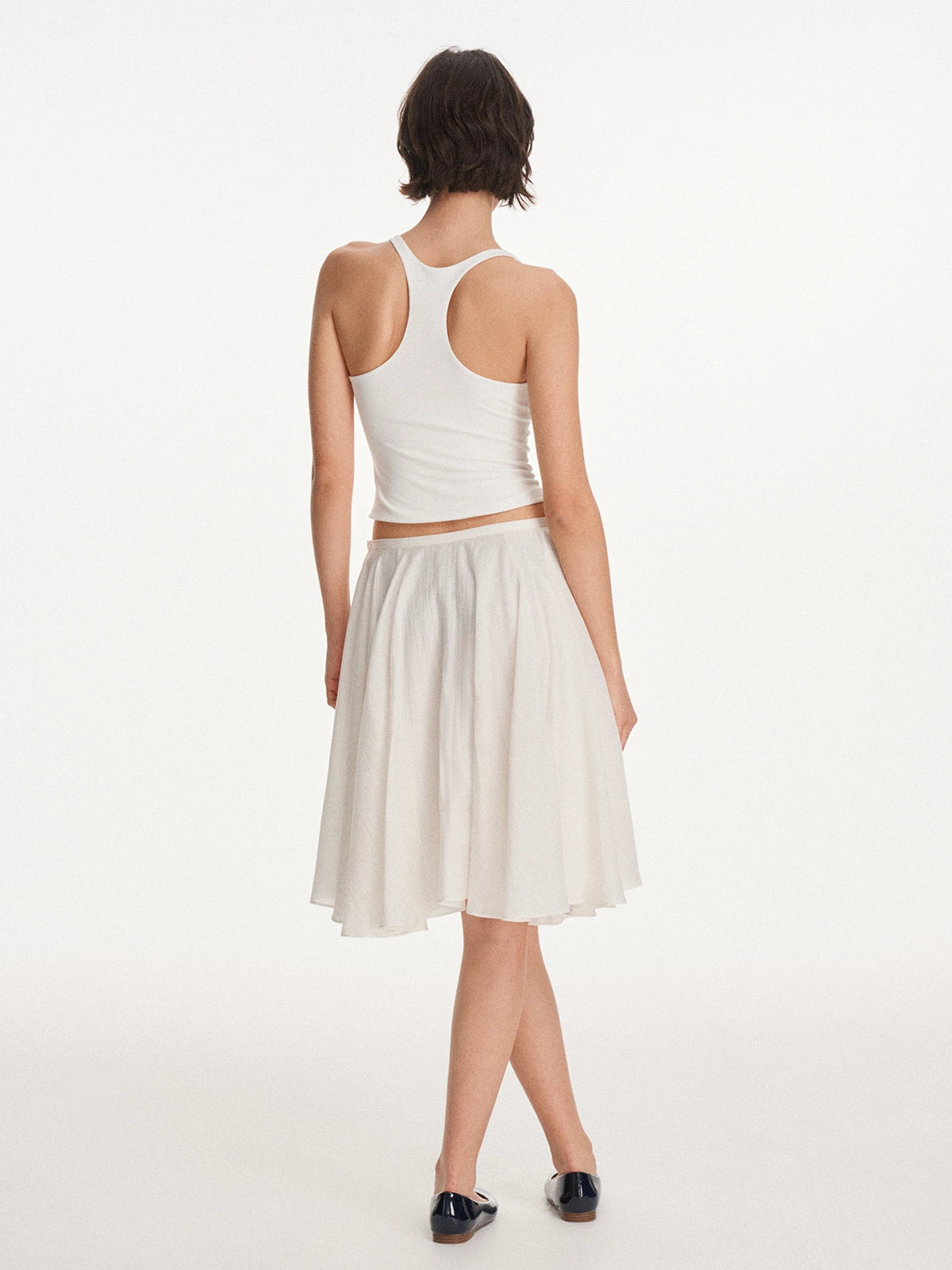 Gathered A-Line Midi Skirt