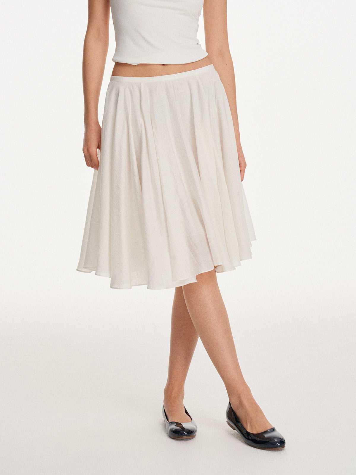 Gathered A-Line Midi Skirt