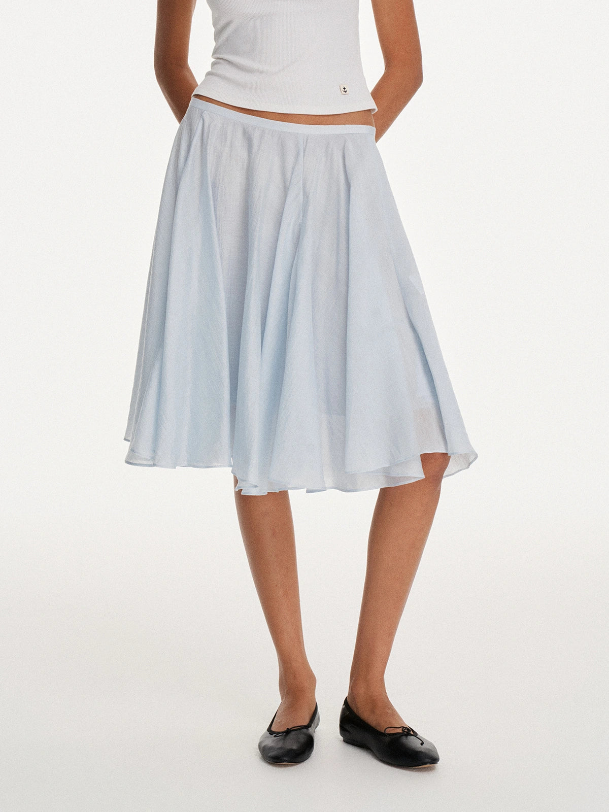 Gathered A-Line Midi Skirt
