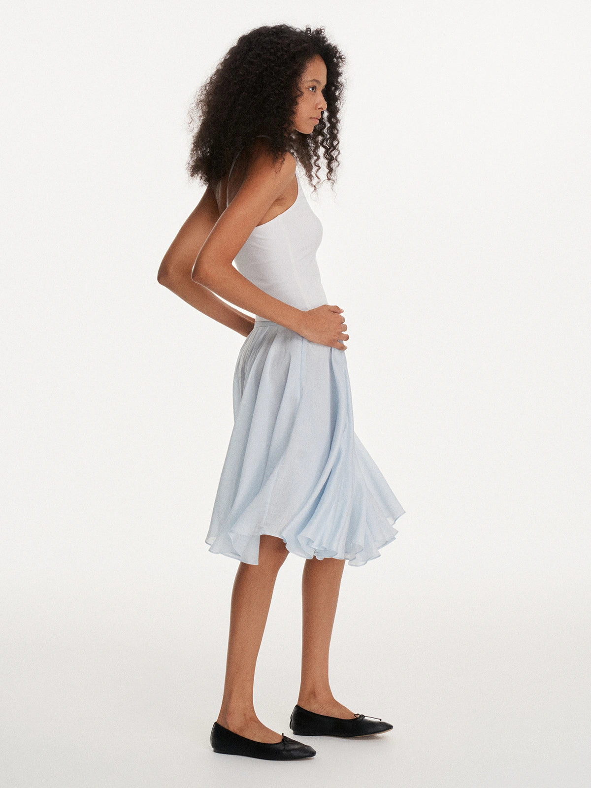 Gathered A-Line Midi Skirt
