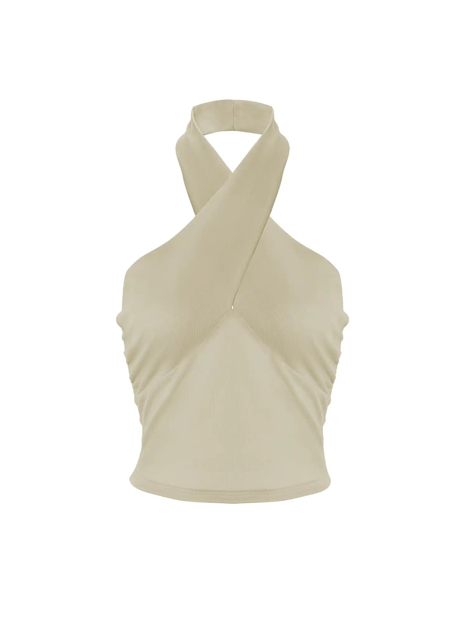 Ruched sides Cross Neck Tank Top