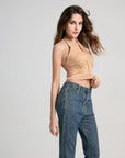 Ruched sides Cross Neck Tank Top