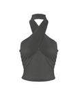 Ruched sides Cross Neck Tank Top