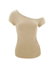 Ruched Sides Off-Shoulder Short Sleeve Top