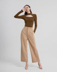High-Waist Straight Leg Casual Trousers