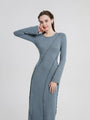 Round Neck Irregular Cu Long Sleeve Dress