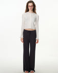 black high-rise wide-leg lounge pants, on model, alternate view