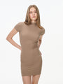 Mock-Neck Fitted Mini Dress