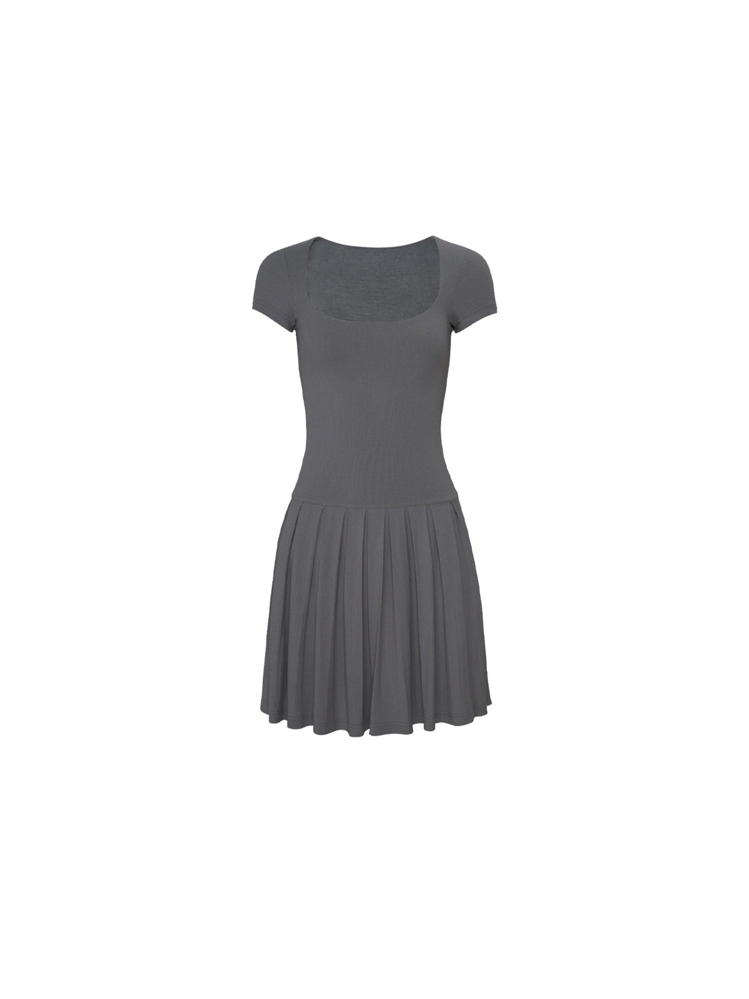 Scoop Neck Pleated Mini Dress
