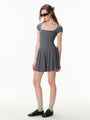 Scoop Neck Pleated Mini Dress