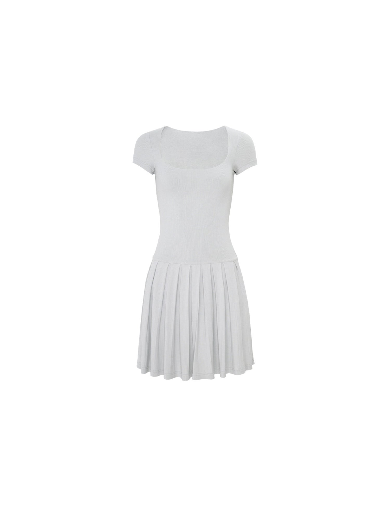 Scoop Neck Pleated Mini Dress