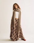 Autumn Plaid Asymmetric Maxi Skirt