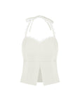 Lace Straps Slit Hem Form Fitting Tank Top