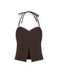 Lace Straps Slit Hem Form Fitting Tank Top