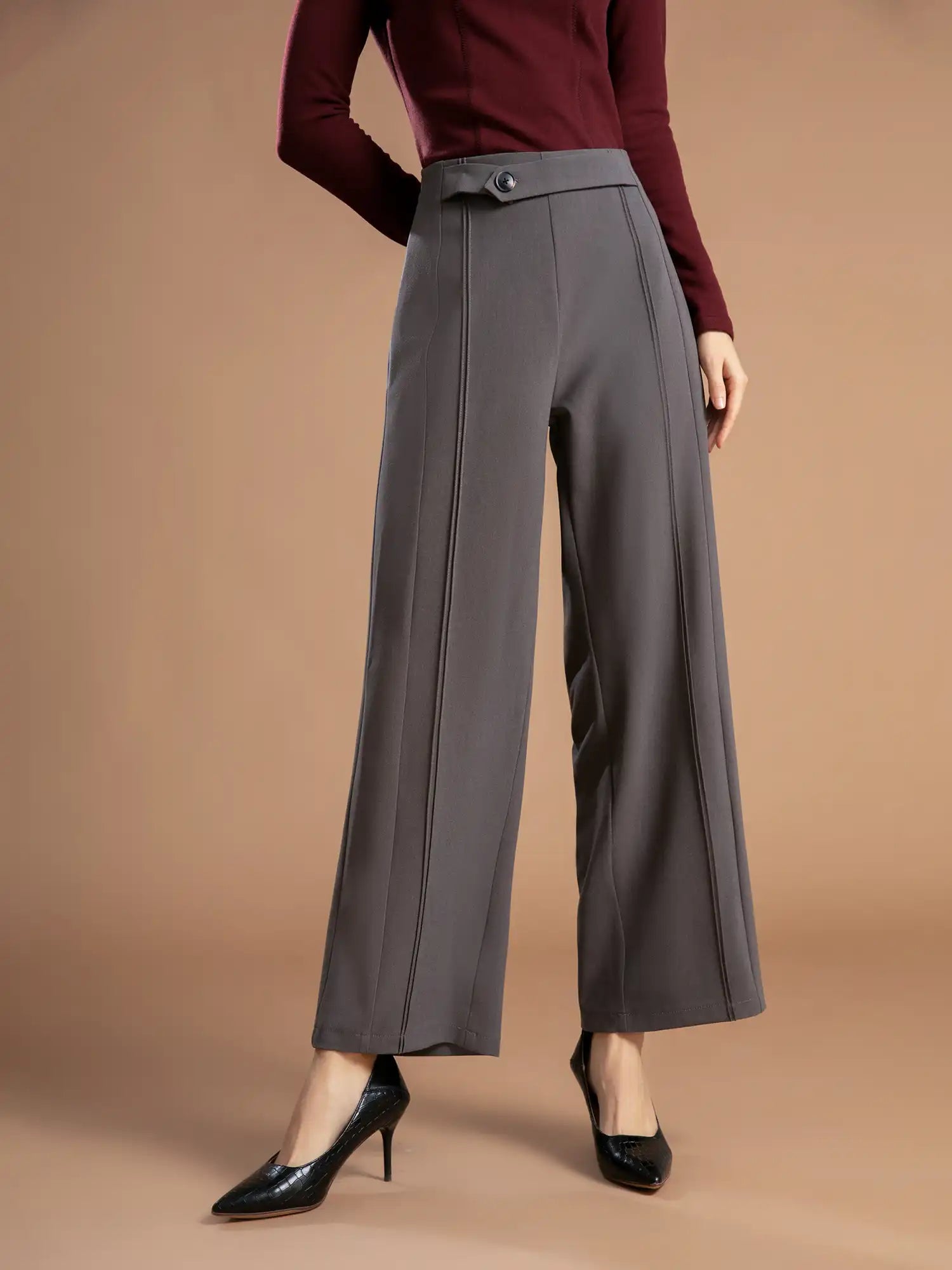 Low Waist Button Casual Trousers