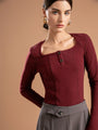 Round Neck Stitch Long Sleeve Top