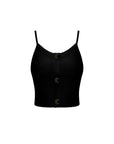 V-Neck Drawstring Button Tank Top