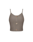 V-Neck Drawstring Button Tank Top