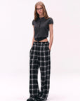 High-Waist Plaid Wide-Leg Pants