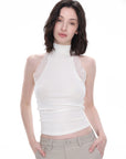 Lace Mock-Neck Tank Top in White �� view 4