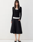 Lace-Trim Layered Henley Top